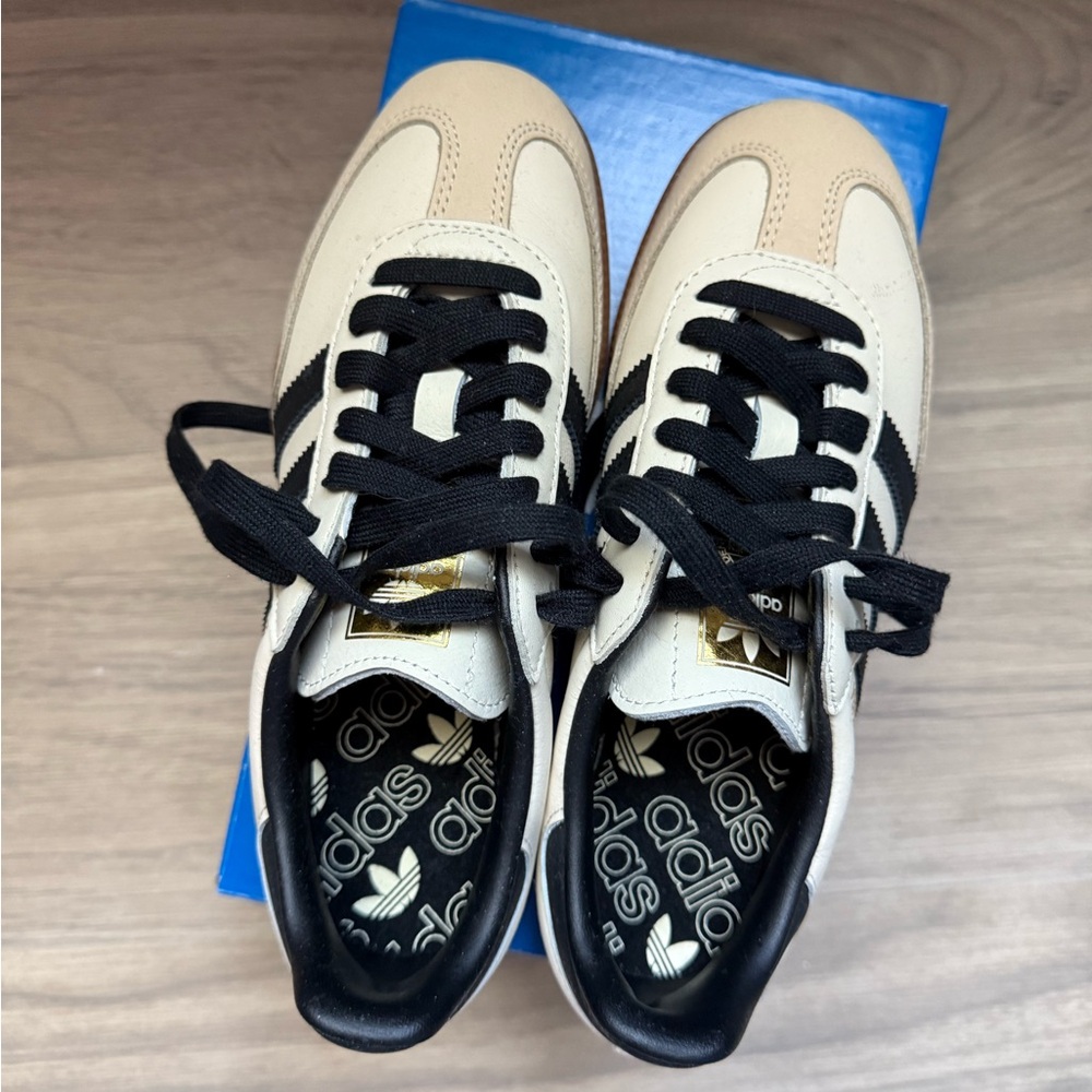 Adidas Cream and Black Casual Sneakers
